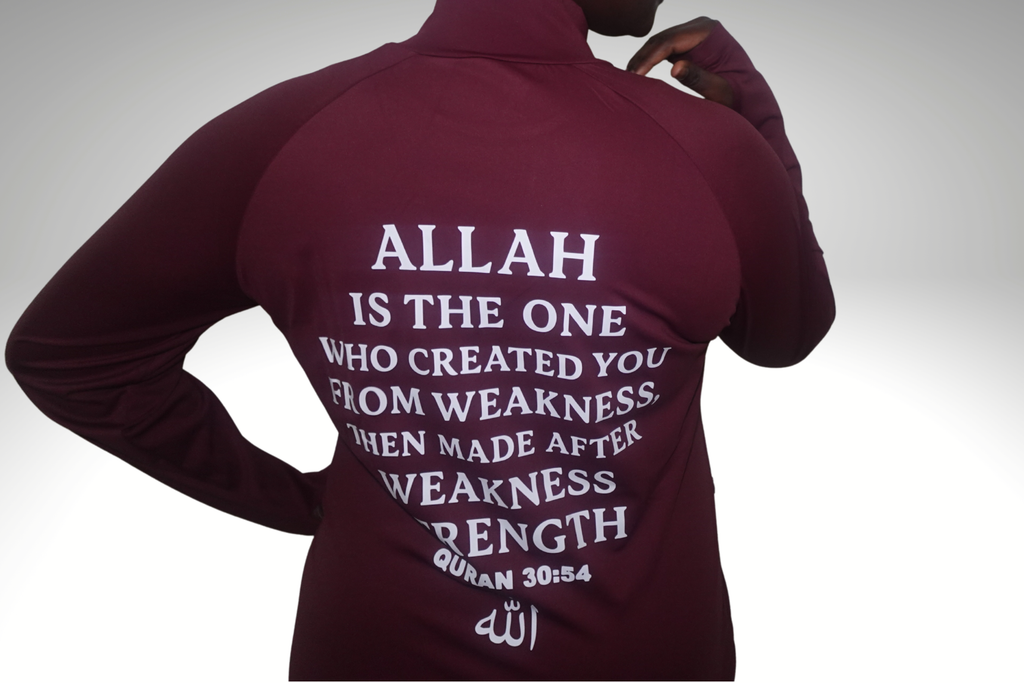 MADIASTIC Fit Long Sleeve Burgundy Top (Quran Verse)