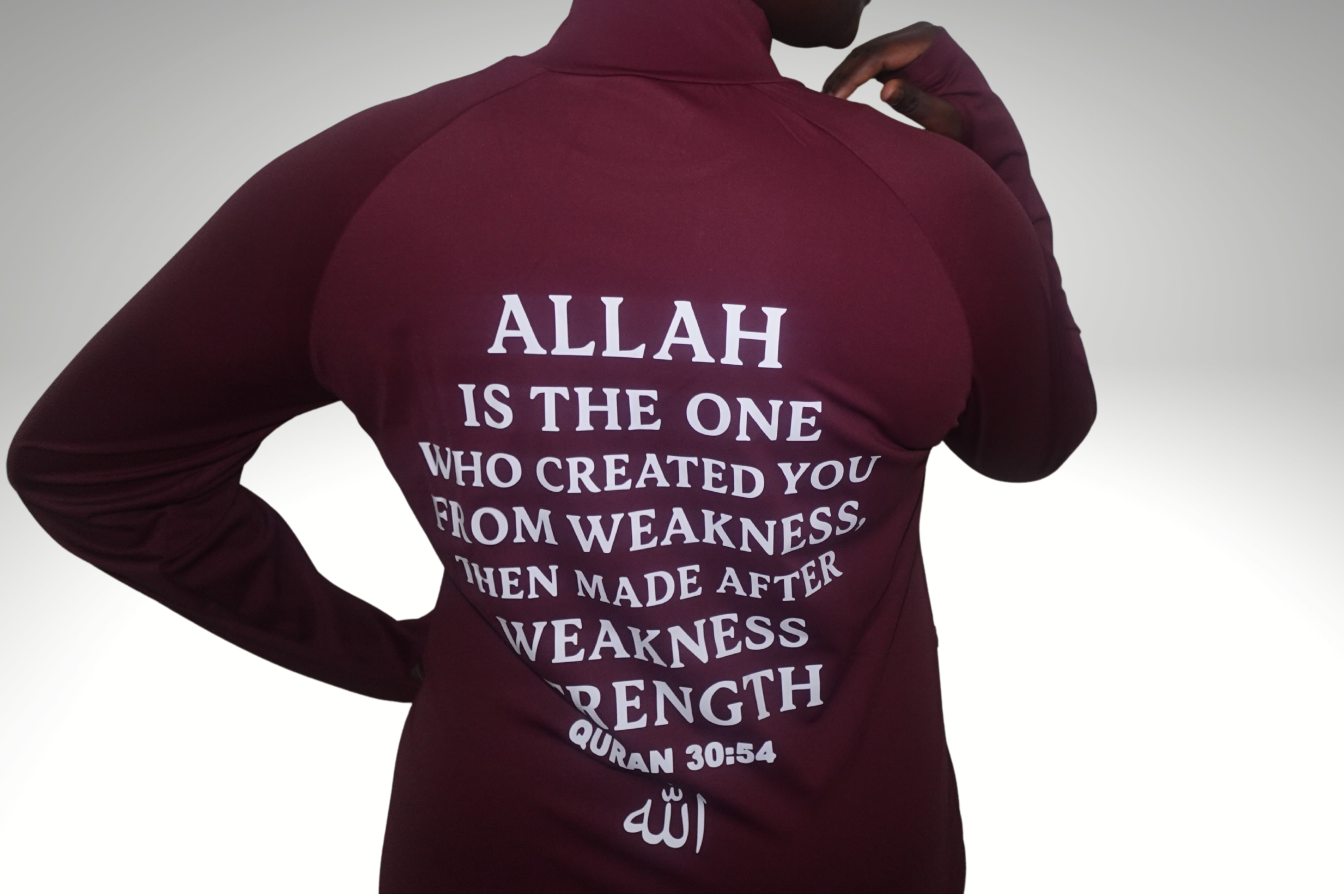 MADIASTIC Fit Long Sleeve Burgundy Top (Quran Verse)